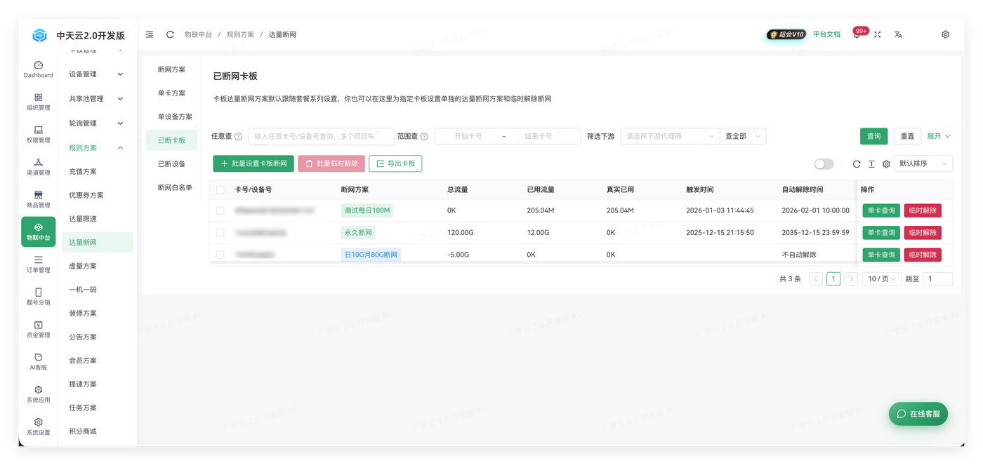 达量断网