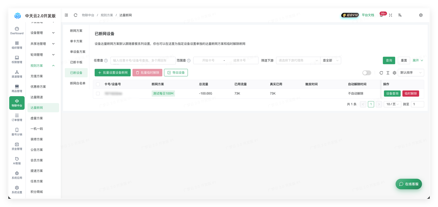 达量断网